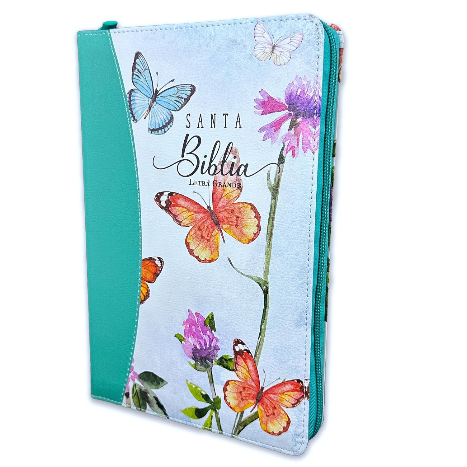 Biblia para Mujeres Letra Grande Reina Valera 1960 cubierta floral y mariposa con indice (Spanish Edition)