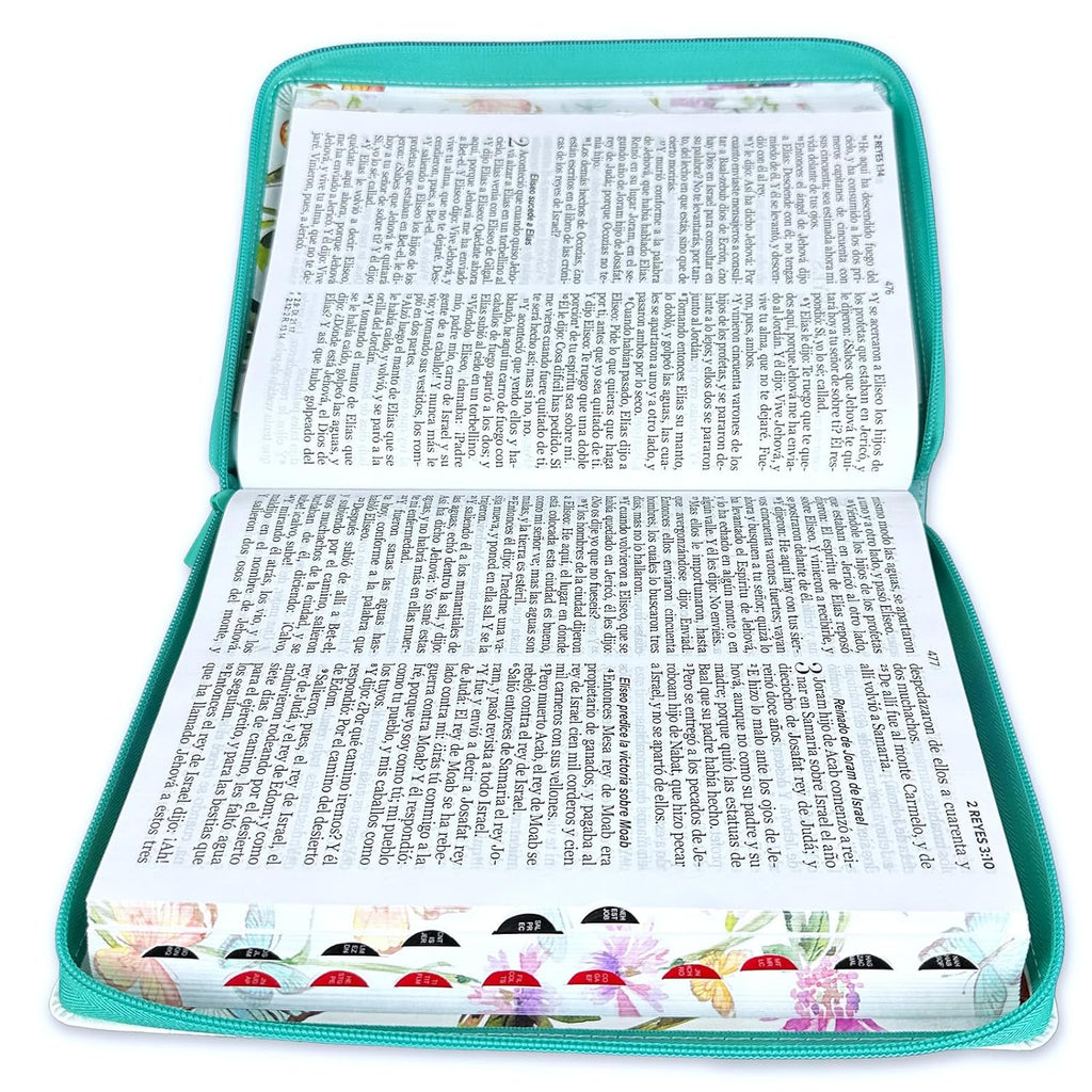 Biblia para Mujeres Letra Grande Reina Valera 1960 cubierta floral y mariposa con indice (Spanish Edition)