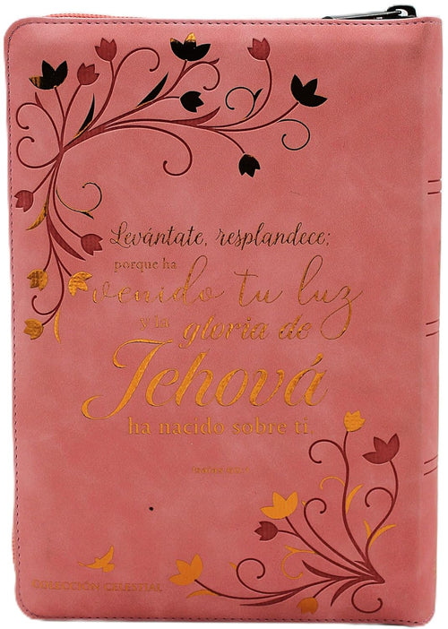 Biblia para Mujeres Reina Valera 1960 Letra Gigante de 14 Puntos Tamano Manual con Cierre y Indice Semil Piel Rosa Floreada Jehova te Bendiga y te guarde Edicion Limitada (Spanish Edition)